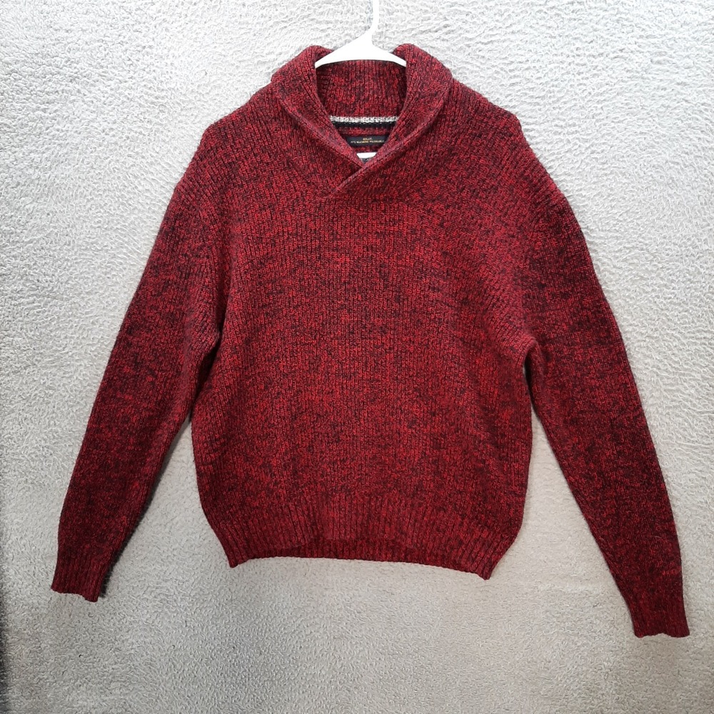 American Eagle Sweater Womens Medium Red Black Heather Knit Wool Blend Preppy